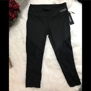 Bebe Cropped Lace Panel Leggings